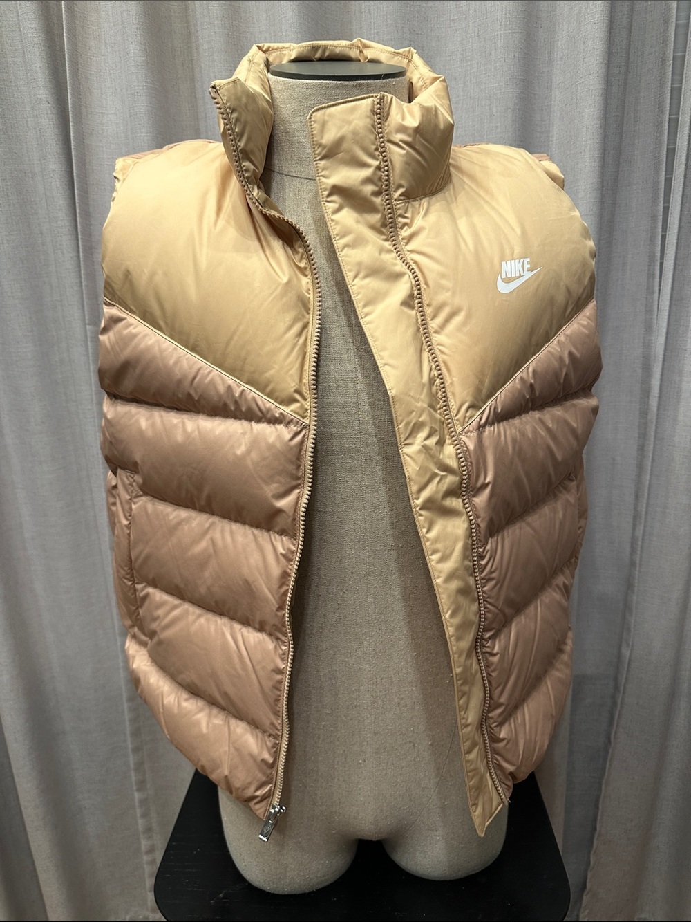 Nike Women's Two-Tone Beige/Tan Puffer Vest